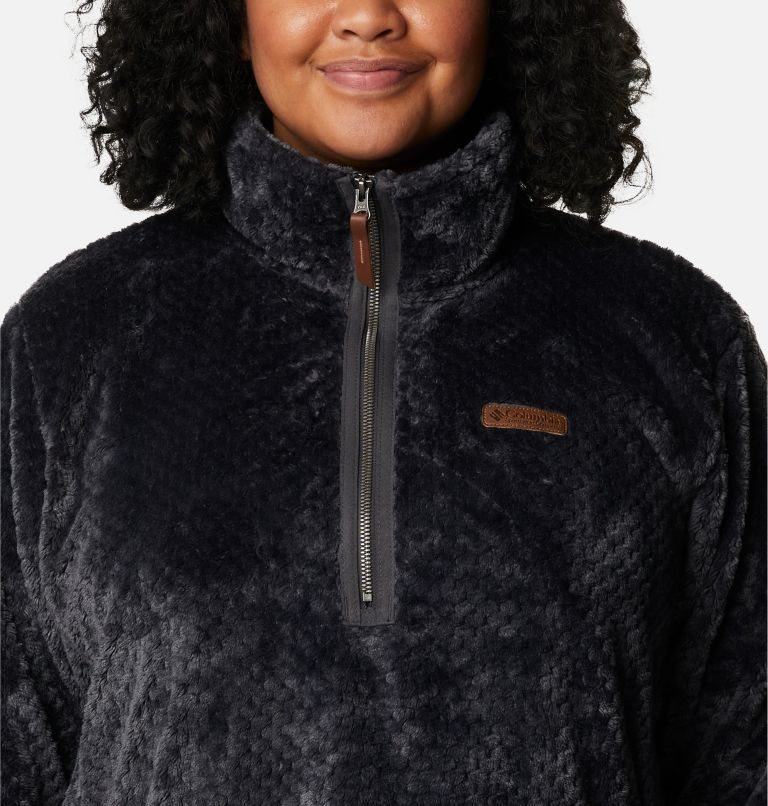 Women's Columbia Fireside Quarter Zip Sherpa Fleece Sweatshirts Black | Plus Size CA-P5A48
